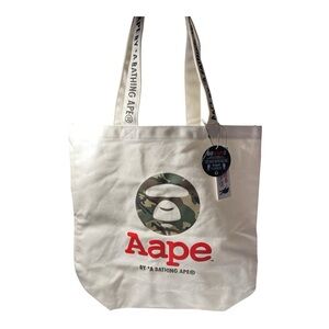 New Aape By A Bathing Ape Tote Bag White Canvas 💯 Cotton